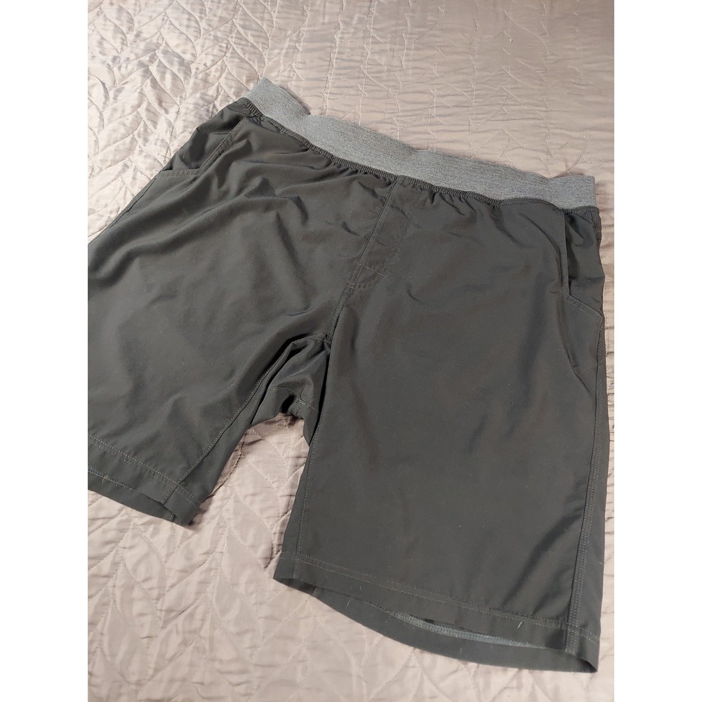 Prana Shorts Mens 36 Super Mojo Shorts Black Gray Stretch Performance Gym Active